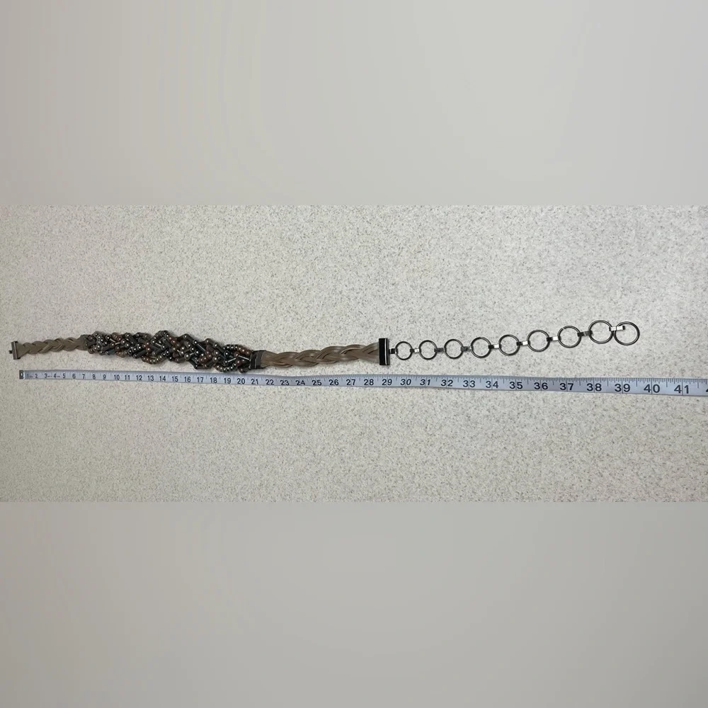 Chain Belt Bronze Metallic Braid Hook Closure